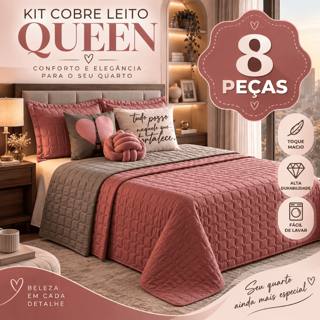 Cobre-leito queen 8 peças