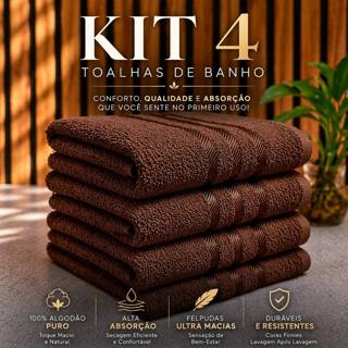 Kit 4 toalhas 100% algodão